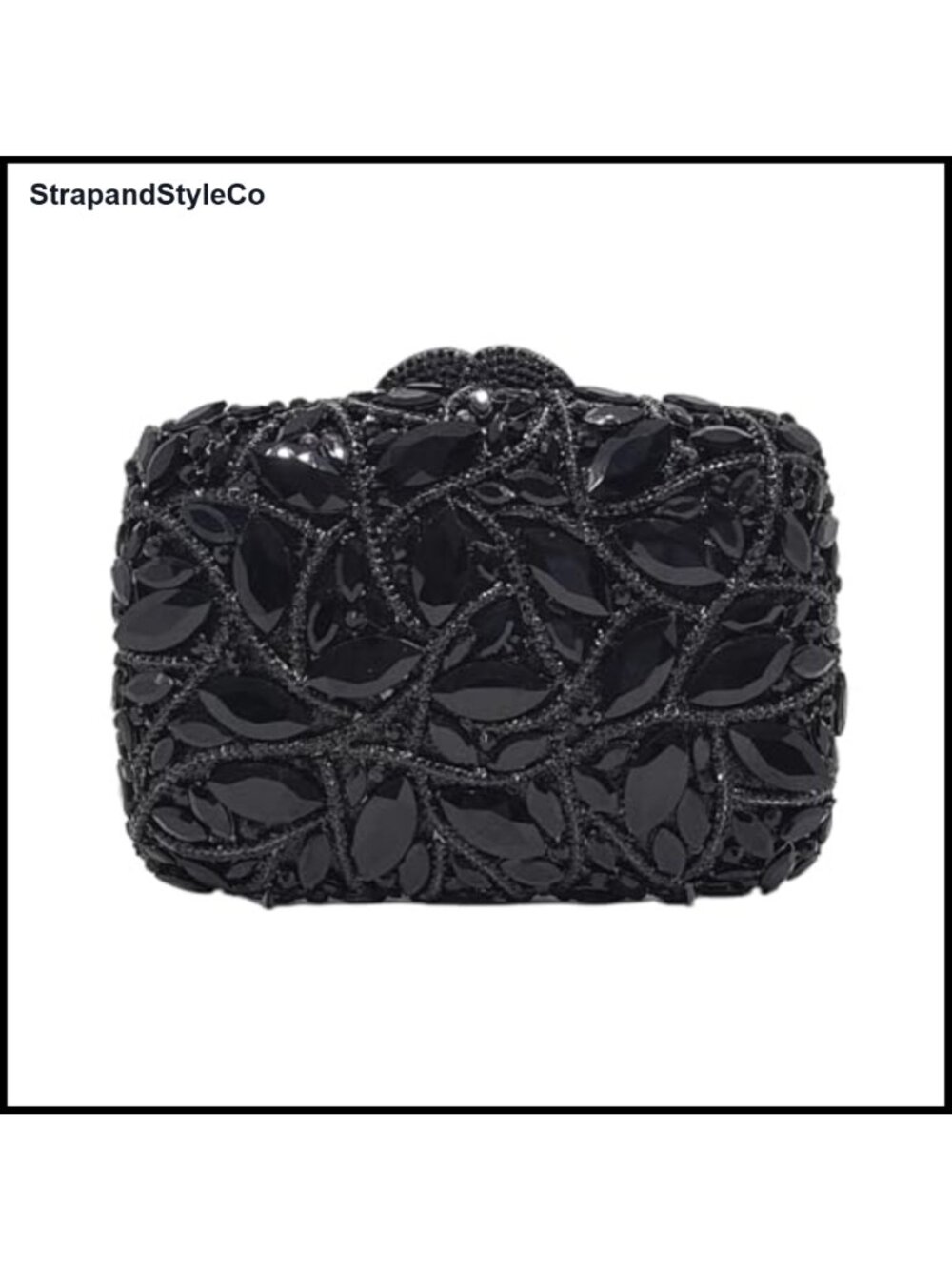Rhinestone Crystal Box Clutch Evening Bag with Detachable Chains